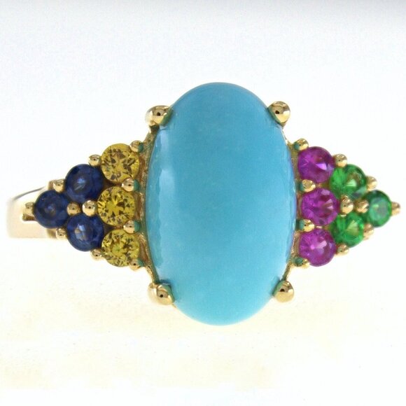 $3950 / NEW / LeVian 14K Gold Turquoise & Gemstone Ring / Luxury - Picture 1 of 8